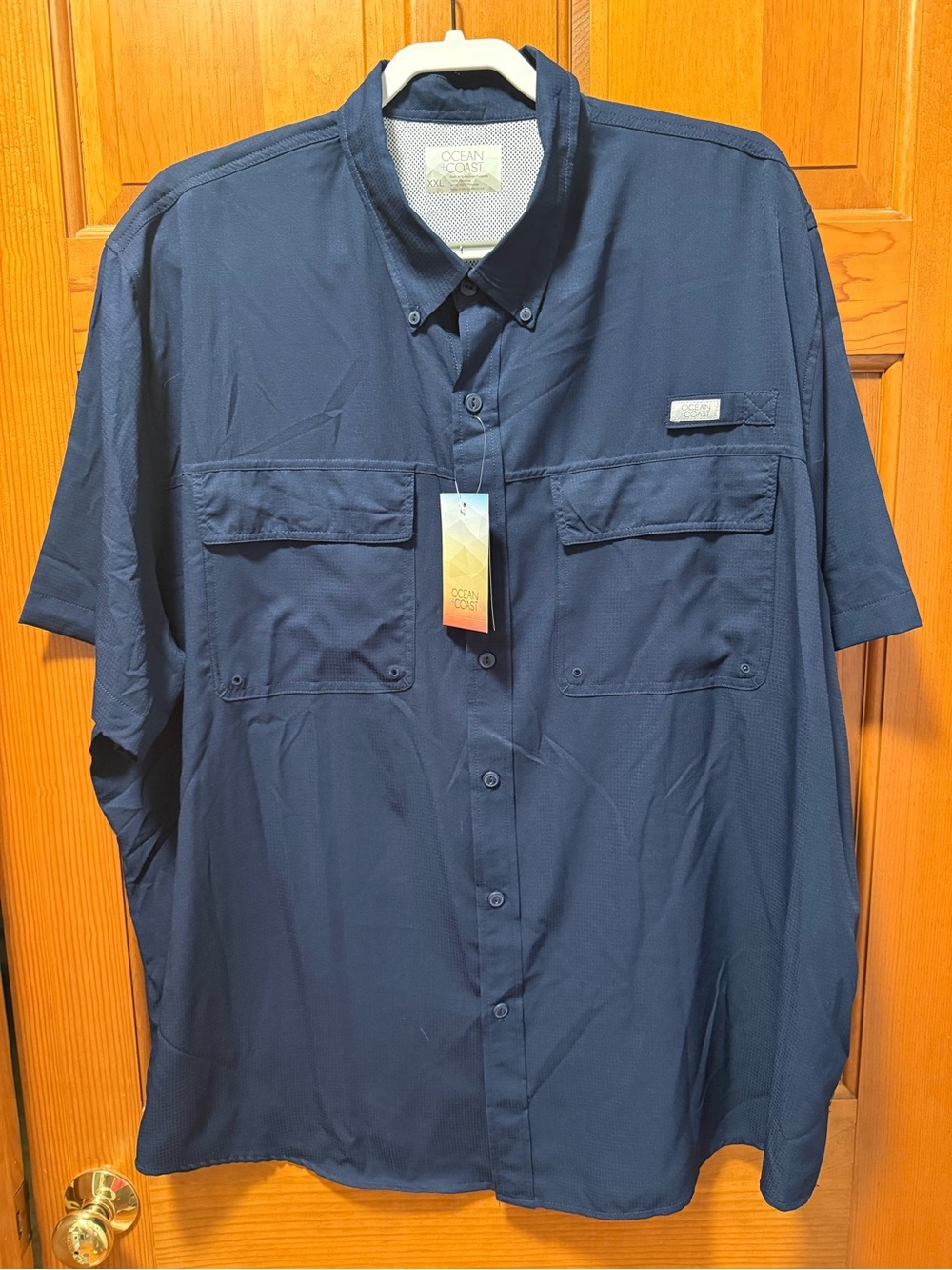 NWT Men’s Oceans + Coast Navy Blue Short Sleeve Shirt Size 2XL